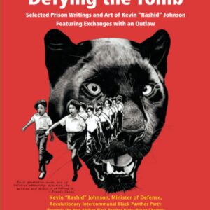 Book cover for “Defying the Tomb,” featuring a black panther emerging from darkness with revolutionary imagery on a red background.