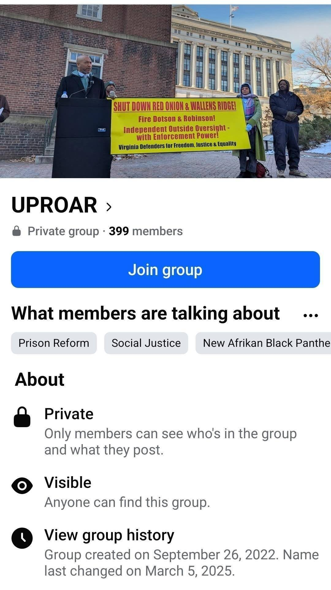 UPROAR Facebook group before renaming