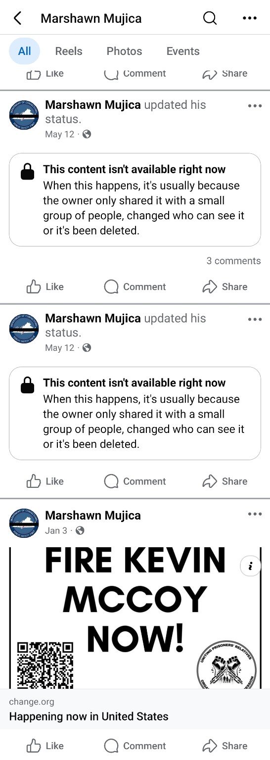 Marshawn May 12 unavailable posts and Fire Kevin McCoy petition share